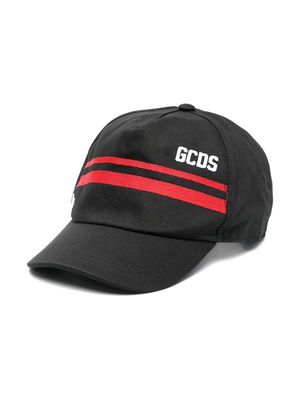 Gcds Kids logo embroidered cotton cap - Black