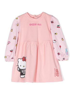 Gcds Kids logo-embroidered long-sleeve dress - Pink