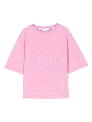 Gcds Kids logo-patch crew neck T-shirt - Pink