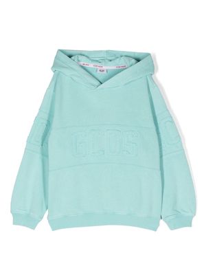 Gcds Kids logo-patch pullover hoodie - Blue