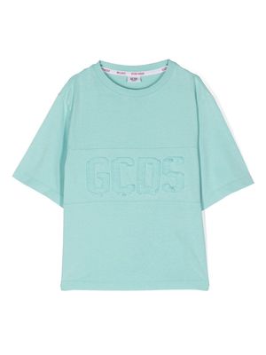 Gcds Kids logo-patch short-sleeved T-shirt - Blue