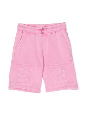 Gcds Kids logo-patch track shorts - Pink
