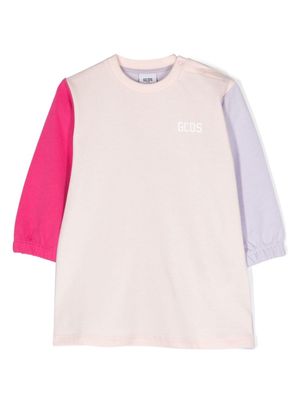 Gcds Kids logo-print colour-block dress - Pink