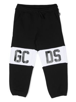 Gcds Kids logo-print contrasting-panel track pants - Black
