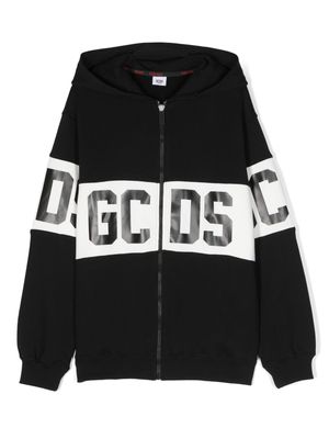 Gcds Kids logo-print cotton bomber jacket - Black