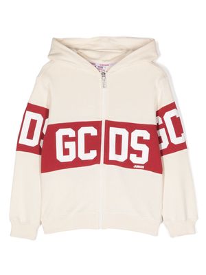 Gcds Kids logo-print cotton bomber jacket - White