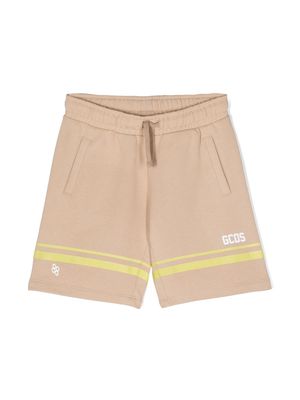 Gcds Kids logo-print cotton casual shorts - Neutrals