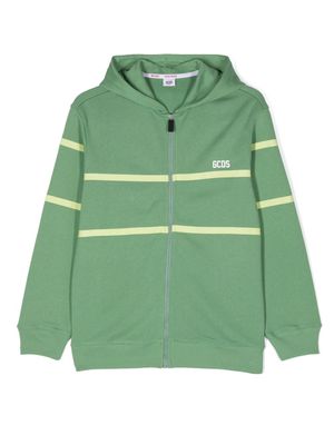 Gcds Kids logo-print cotton hooded jacket - Green