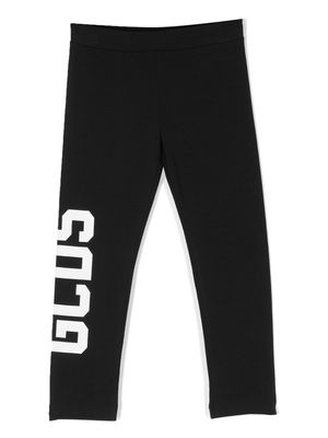 Gcds Kids logo-print cotton leggings - Black