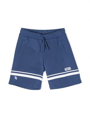 Gcds Kids logo-print cotton shorts - Blue