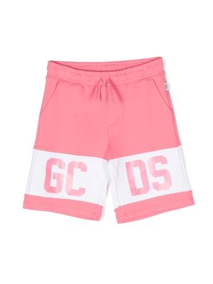 Gcds Kids logo-print cotton shorts - Pink