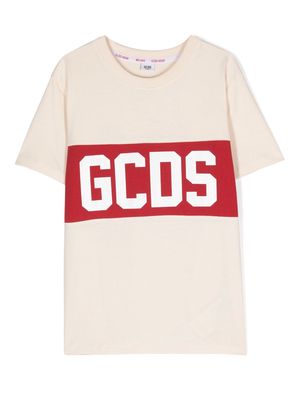 Gcds Kids logo-print cotton T-shirt - Neutrals