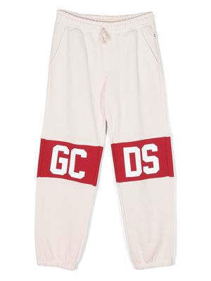 Gcds Kids logo-print cotton track pants - Neutrals