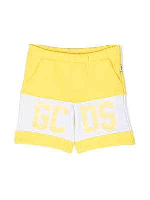Gcds Kids logo-print cotton track shorts - Yellow