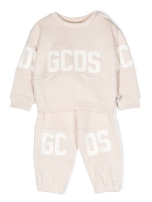 Gcds Kids logo-print cotton tracksuit - Neutrals