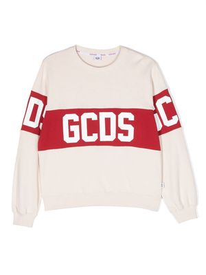 Gcds Kids logo-print crew-neck sweatshirt - Neutrals