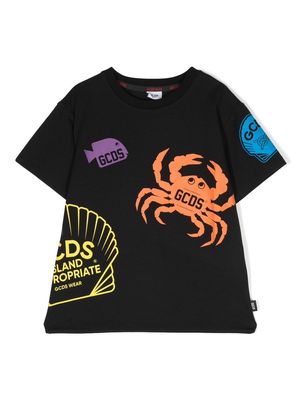 Gcds Kids logo-print detail T-shirt - Black
