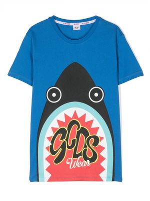 Gcds Kids logo-print detail T-shirt - Blue