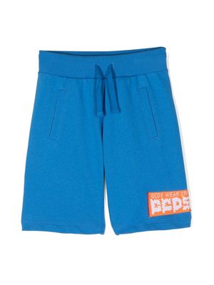 Gcds Kids logo-print knee-length shorts - Blue