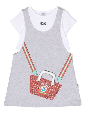 Gcds Kids logo-print short-sleeve cotton dress - Grey