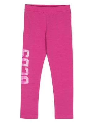 Gcds Kids logo-print stretch-cotton leggings - Pink