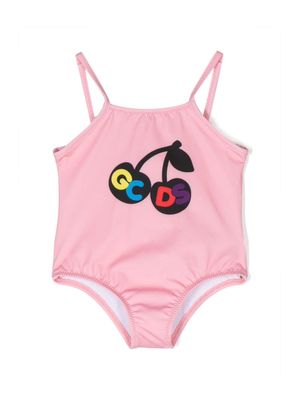 Gcds Kids logo-print swimsuit - Pink