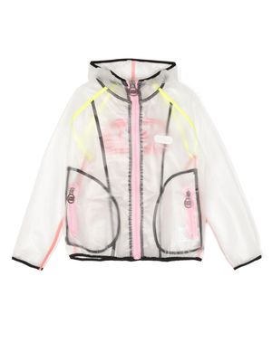 Gcds Kids logo-print transparent hooded jacket - Pink