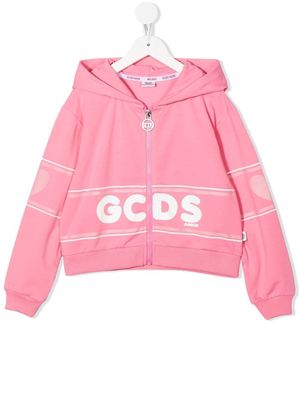 Gcds Kids logo-print zip-up hoodie - Pink