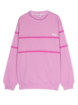 Gcds Kids Low striped logo-print sweatshirt - Purple