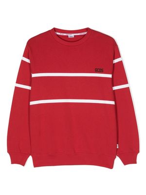 Gcds Kids Low striped logo-print sweatshirt - Red