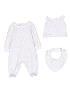 Gcds Kids monogram-pattern cotton babygrow set - White
