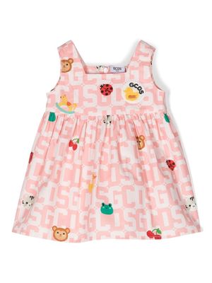 Gcds Kids monogram-pattern sleeveless dress - Pink