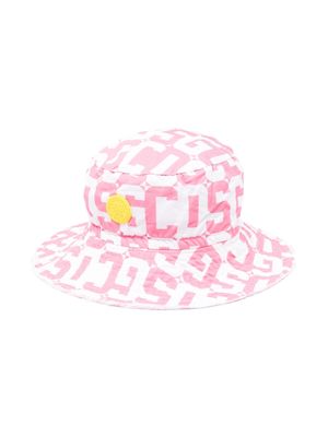 Gcds Kids monogram-print bucket hat - Pink