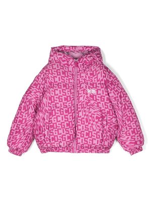 Gcds Kids monogram-print puffer jacket - Pink