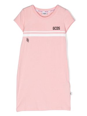 Gcds Kids stripe-detail cotton dress - Pink