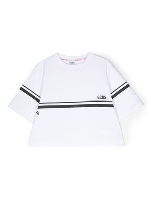 Gcds Kids stripe-detail cotton T-shirt - White
