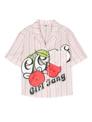 Gcds Kids stripe-pattern graphic-print shirt - White