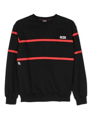 Gcds Kids striped cotton sweatshirt - Black