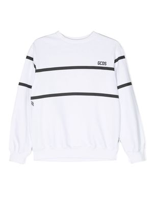 Gcds Kids striped cotton sweatshirt - White