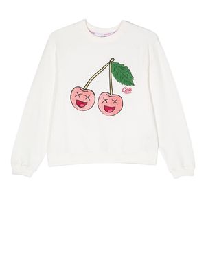 Gcds Kids TEEN embroidered-logo sweatshirt - White