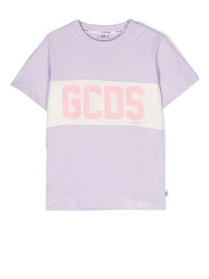 Gcds Kids two-tone logo-print T-shirt - Purple