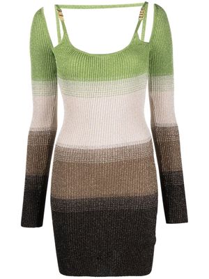 Gcds knitted striped mini dress - Neutrals