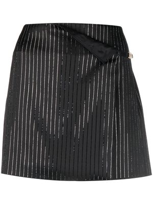 Gcds Logo Clip Pinstrip rhinestone-embellished skirt - Black