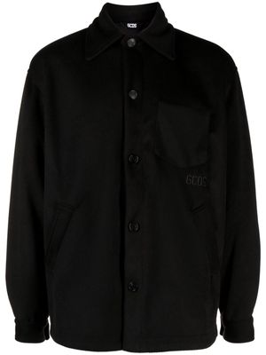 Gcds logo-embroidered button-up jacket - Black