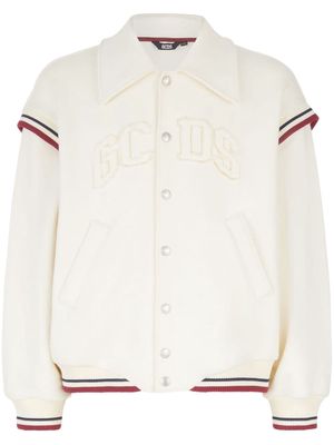 Gcds logo-embroidered cotton bomber jacket - Neutrals