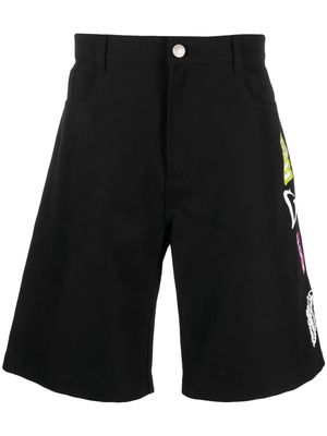 Gcds logo-embroidered cotton shorts - Black