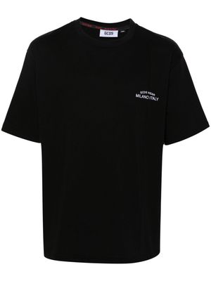 Gcds logo-embroidered cotton T-shirt - Black