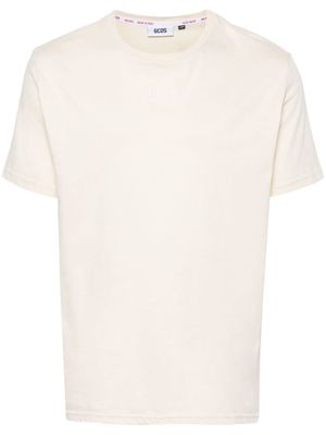 Gcds logo-embroidered cotton T-shirt - Neutrals