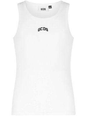 Gcds logo-embroidered fine-ribbed tank top - White