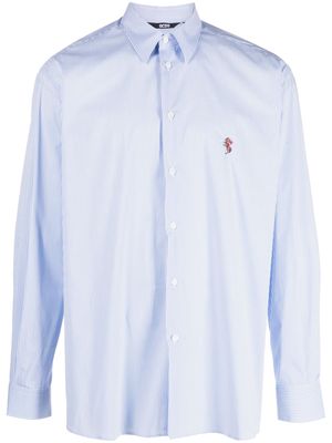 Gcds logo-embroidered pinstriped shirt - White